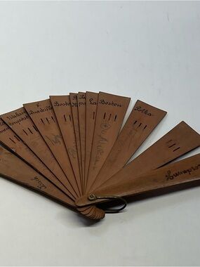 Vintage Wooden Friendship Fan 1900s Kronstadt 1909